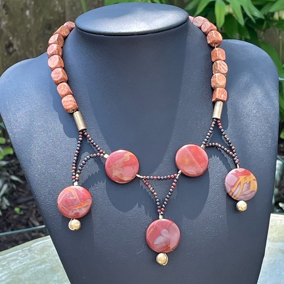 Mookaite Jasper Handmade Statement Necklace - Picture 3 of 8